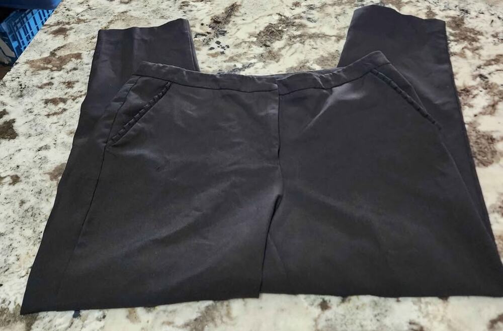 Zac & Rachel Women's Pants Size 12 Black Dress Career Ruffle Pocket Stretch